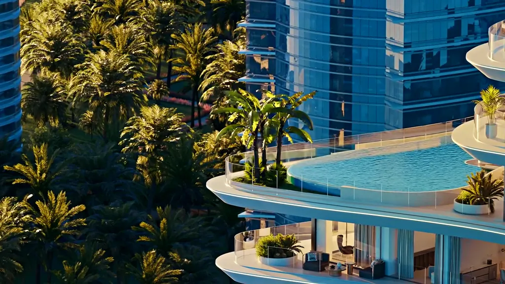 Pool terraces among the palms at ELIE SAAB Waterfront