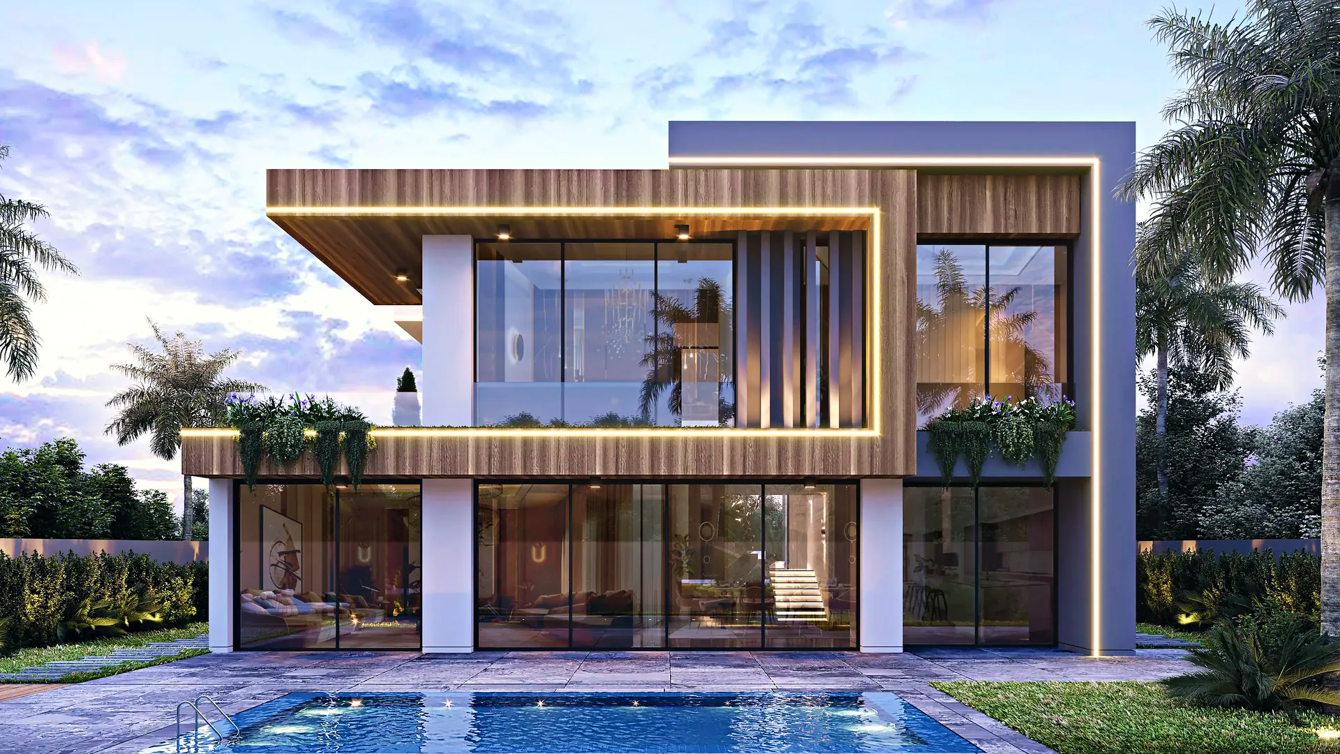 A villa at Ohana By The Sea with its pool
